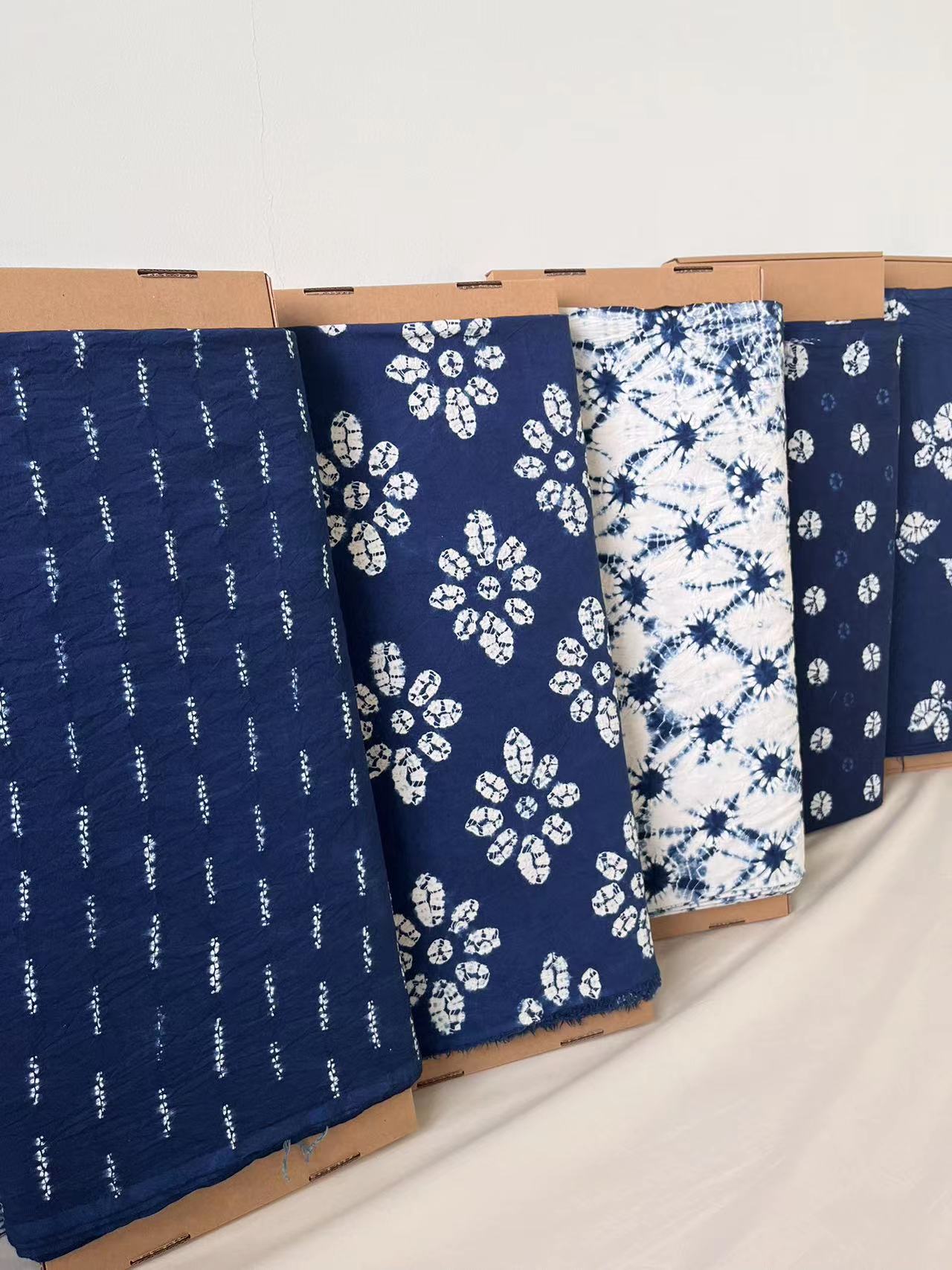 Premium handmade indigo Shibori fabrics with width of 1.1 meters. High-quality indigo tie dye collection arrival!