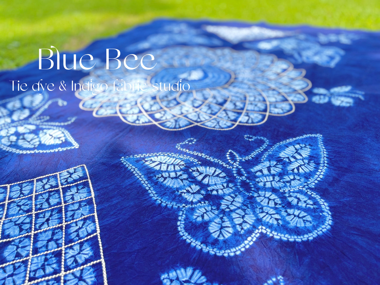 Koi fishes and floral tie dye tablecloth, indigo rectangle table linen, fish art tapestry, Boho wall hanging, picnic blanket.