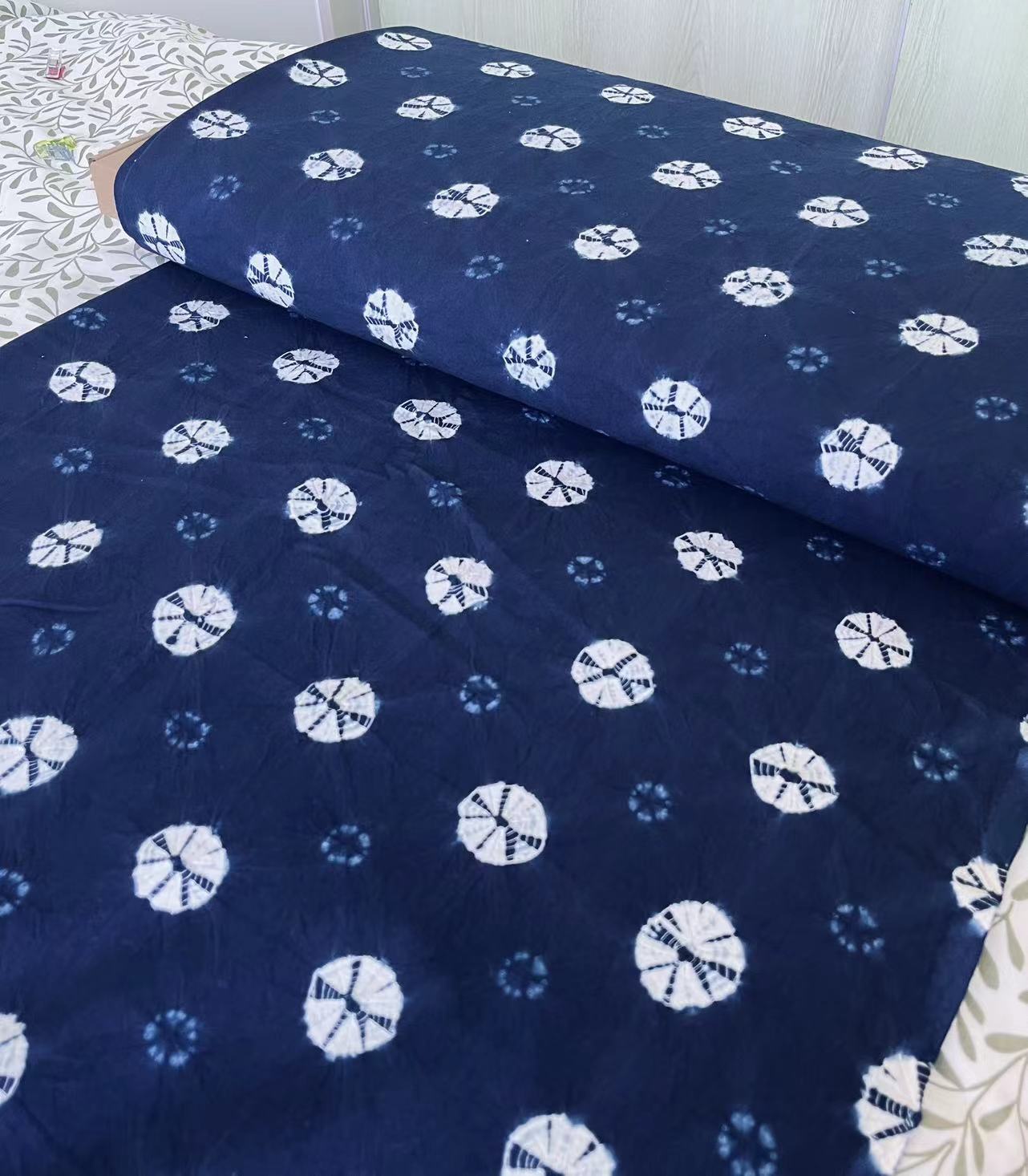 Premium handmade indigo Shibori fabrics with width of 1.1 meters. High-quality indigo tie dye collection arrival!