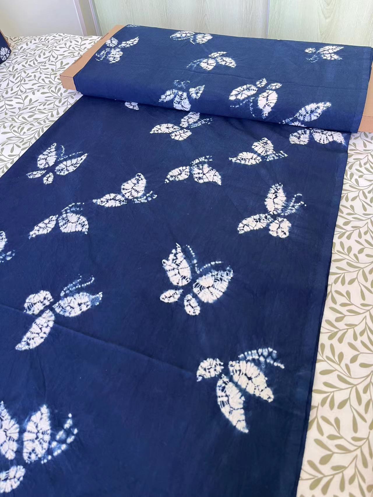 Premium handmade indigo Shibori fabrics with width of 1.1 meters. High-quality indigo tie dye collection arrival!