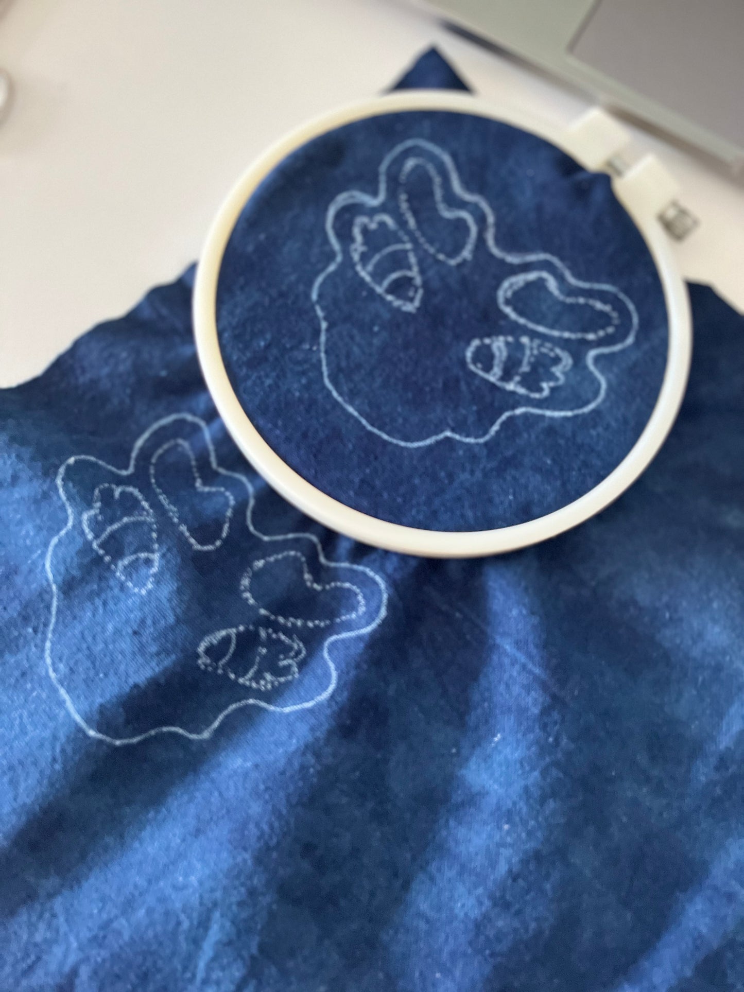 Unique hand-embroidery Indigo dye dragon brooch/ pin. Original dragon design as a lucky mascot! Handmade with love.