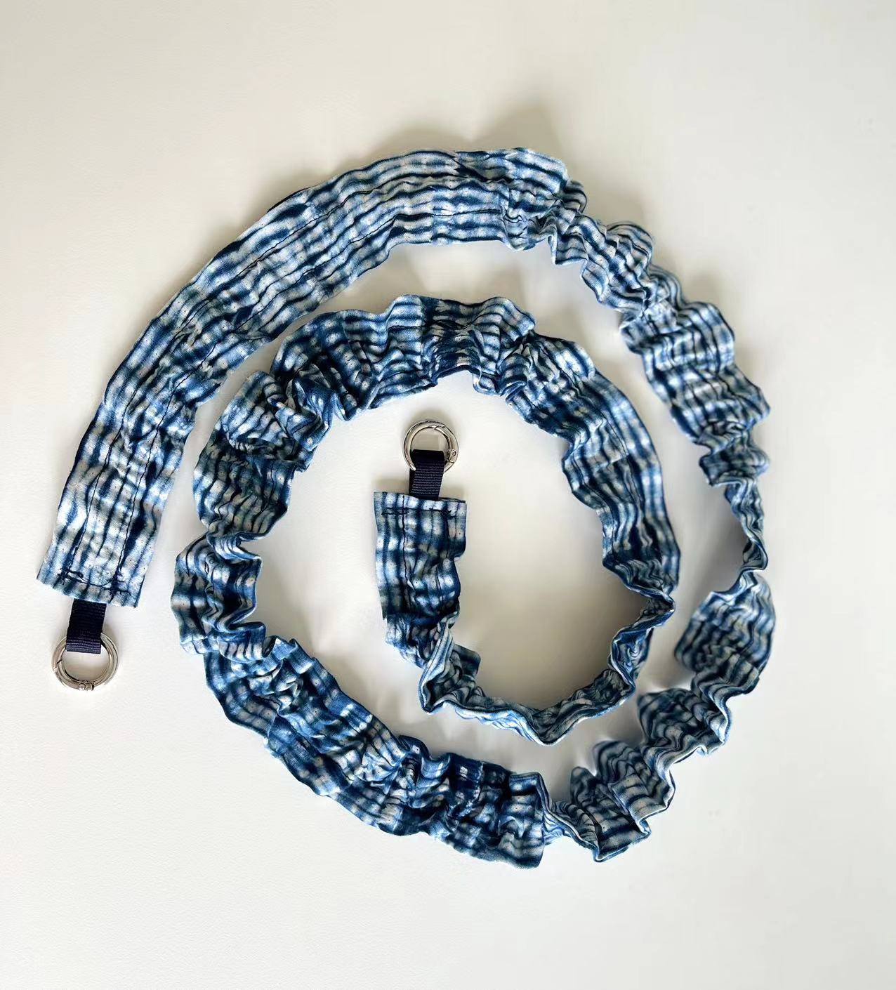 Indigo shibori/ hand woven patchwork stylish mobile phone strap/ lanyard in 130cm length (phone patch is included). A unique crossbody lanyard with your bags.