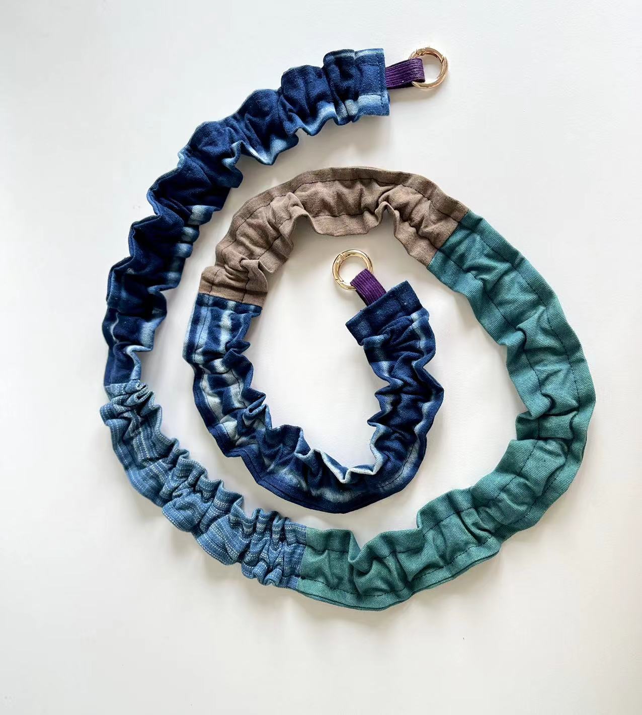 Indigo shibori/ hand woven patchwork stylish mobile phone strap/ lanyard in 130cm length (phone patch is included). A unique crossbody lanyard with your bags.