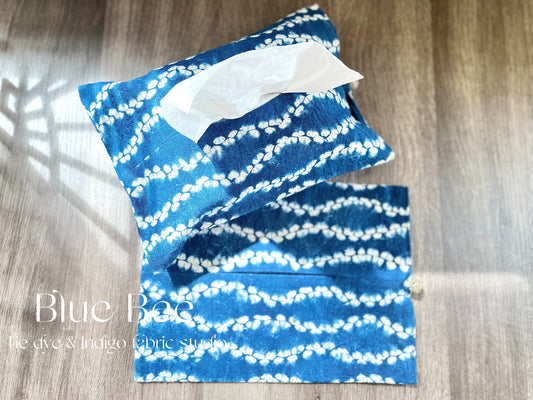 Indigo shibori tissue cover/ natural rustic tie dye tissue box cover, 25cm*18cm.