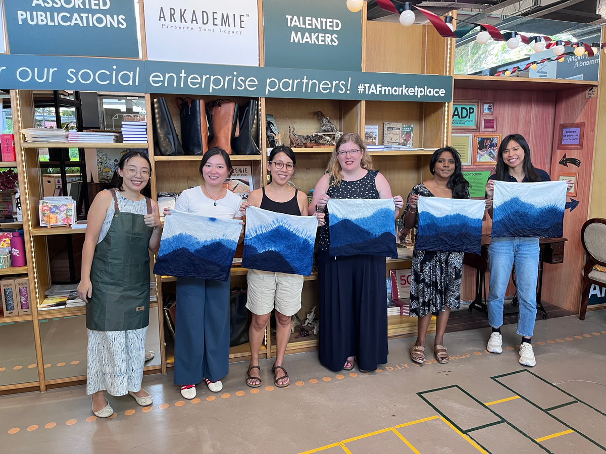 Join our Indigo Mountains Tie Dye Cushion Cover Workshop at The Art Faculty on 3 Oct (Sat)!
