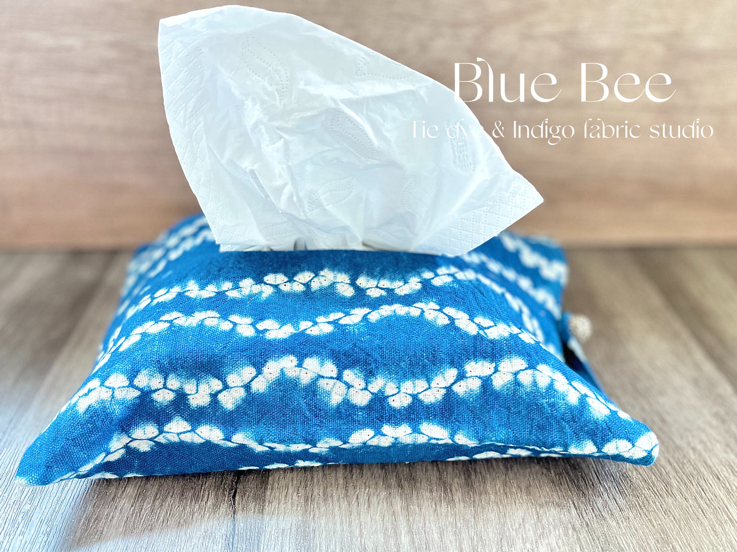 Indigo shibori tissue cover/ natural rustic tie dye tissue box cover, 25cm*18cm.