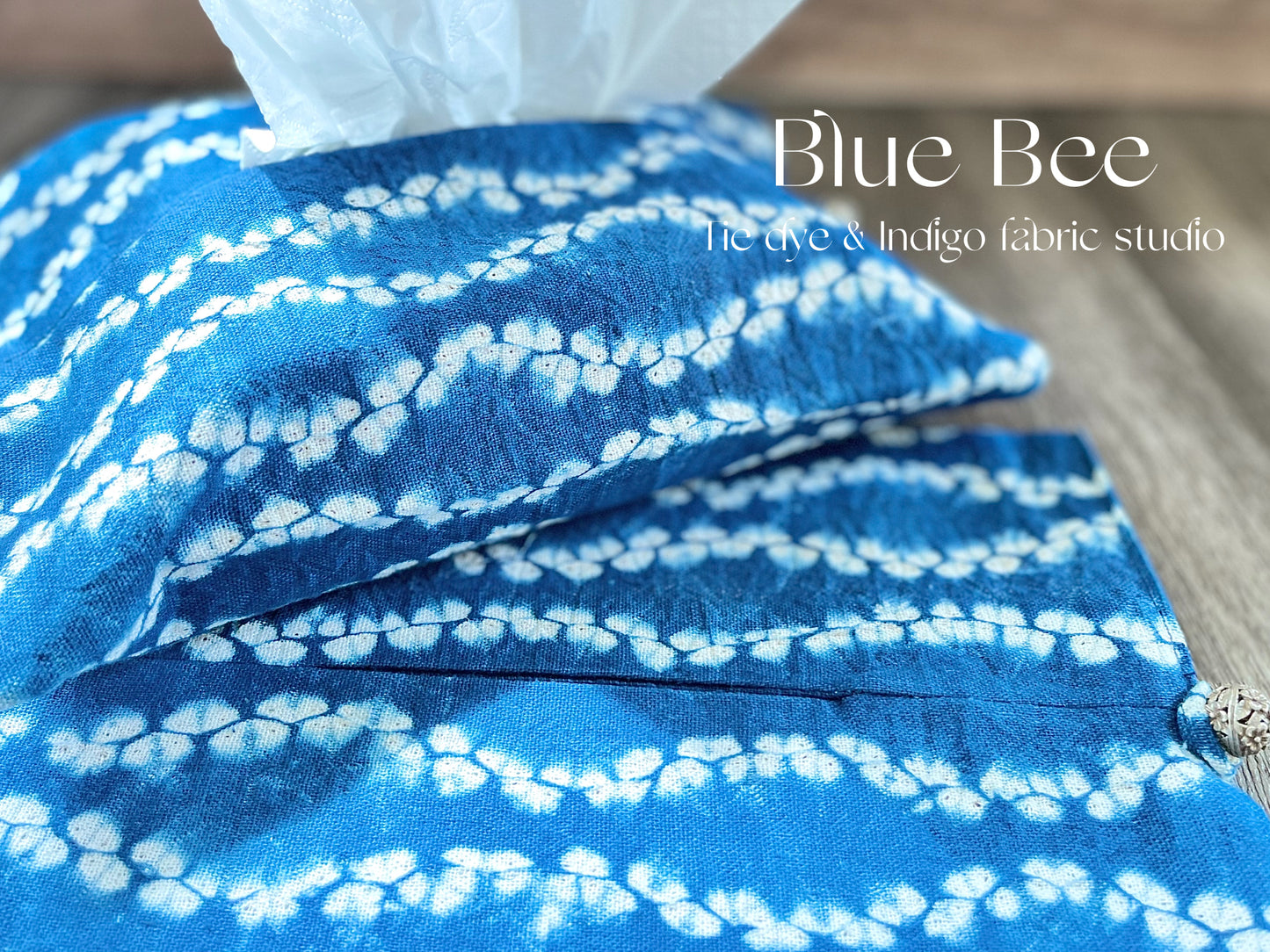 Indigo shibori tissue cover/ natural rustic tie dye tissue box cover, 25cm*18cm.