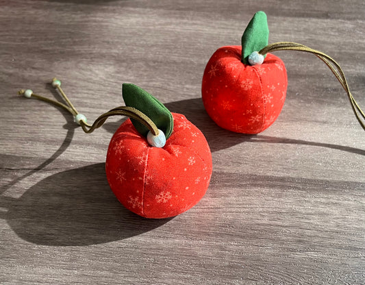 Christmas hand-sewn apple shaped sachet /keychain /ornament. Apple car fragrance with lavender / lemongrass scent.