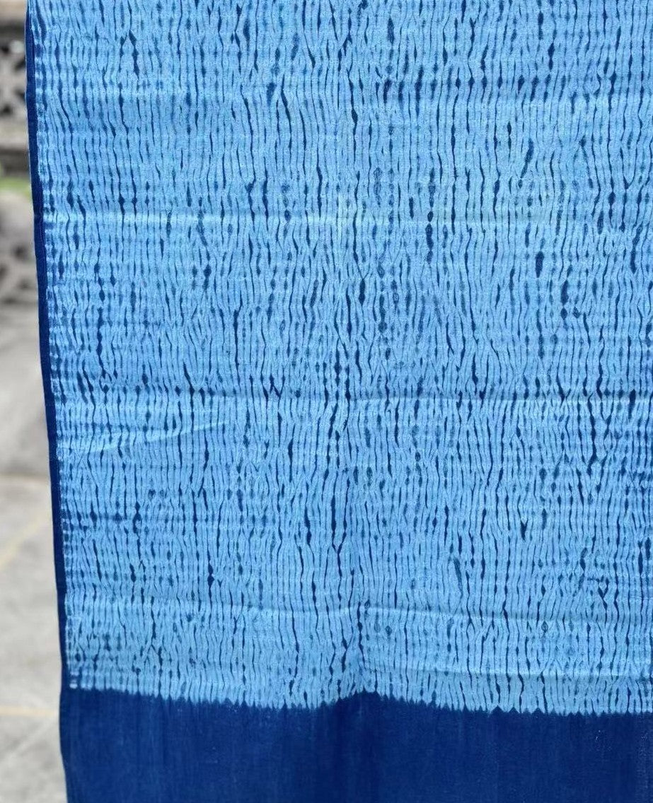 Natural indigo blue shibori Shawl/ Scarf (45cm*175cm) in light, breathable and soft cotton fabric. Perfect for wearing in air-conditioned rooms or outdoors.