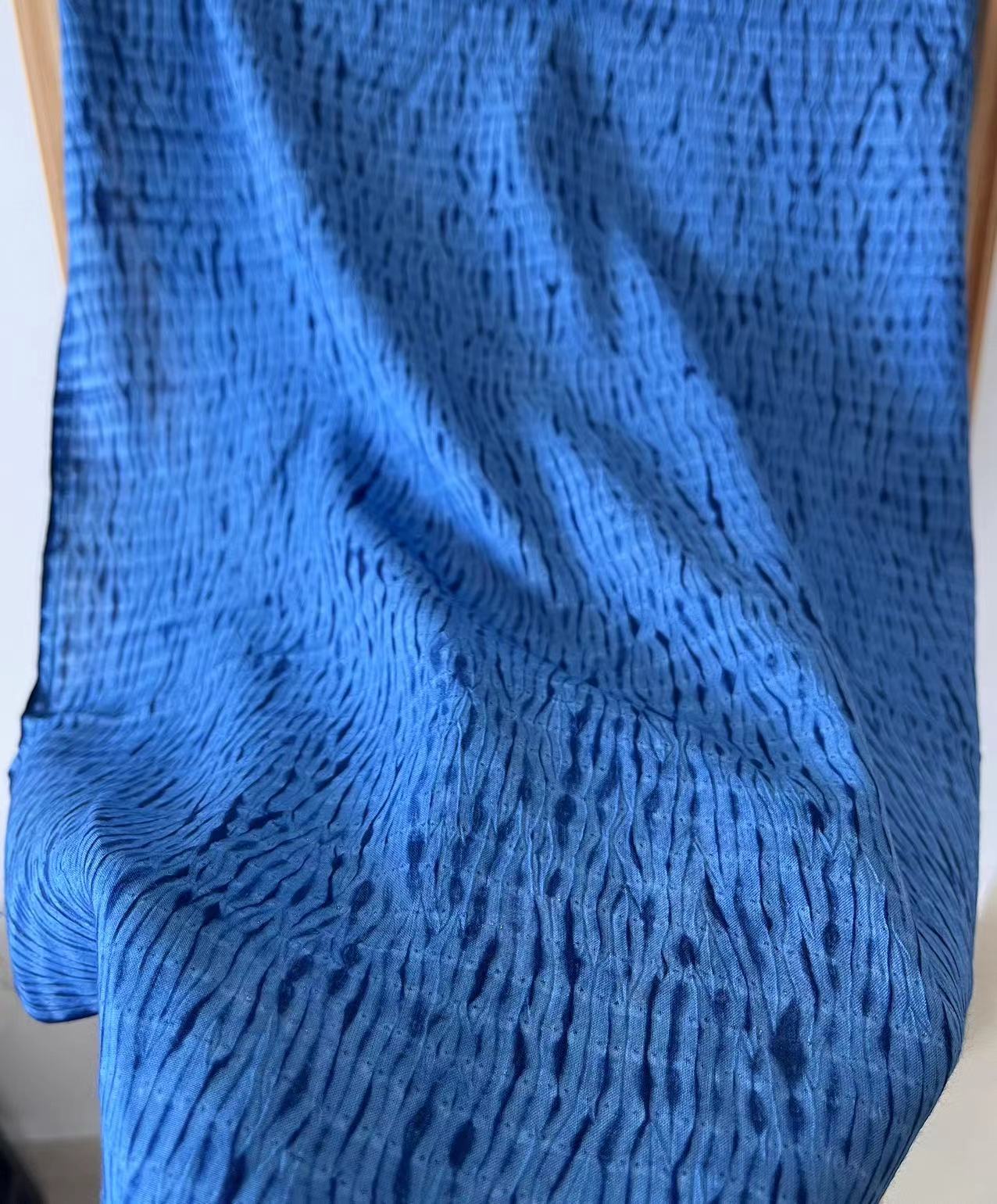 Natural indigo blue shibori Shawl/ Scarf (45cm*175cm) in light, breathable and soft cotton fabric. Perfect for wearing in air-conditioned rooms or outdoors.