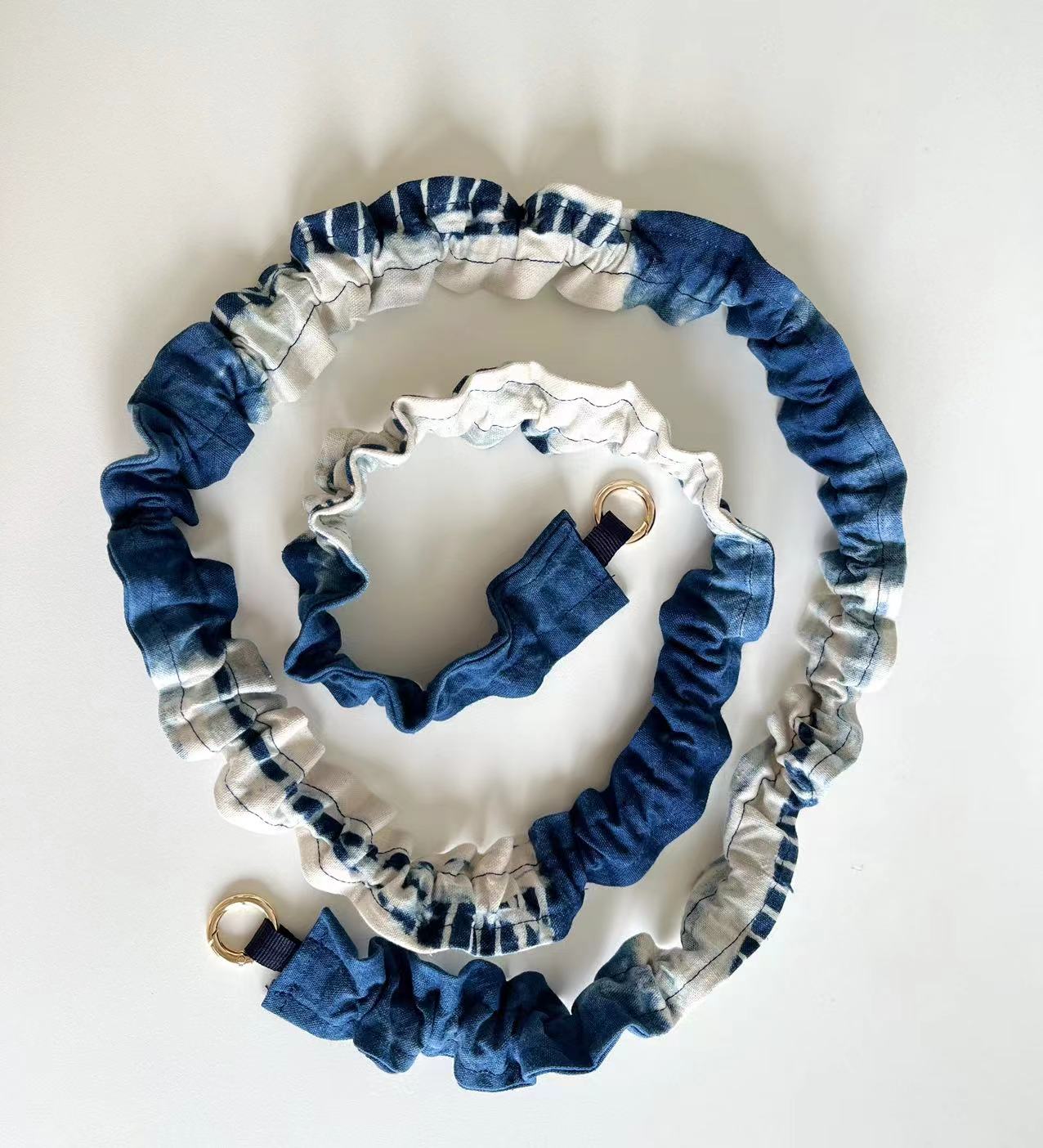 Indigo shibori/ hand woven patchwork stylish mobile phone strap/ lanyard in 130cm length (phone patch is included). A unique crossbody lanyard with your bags.