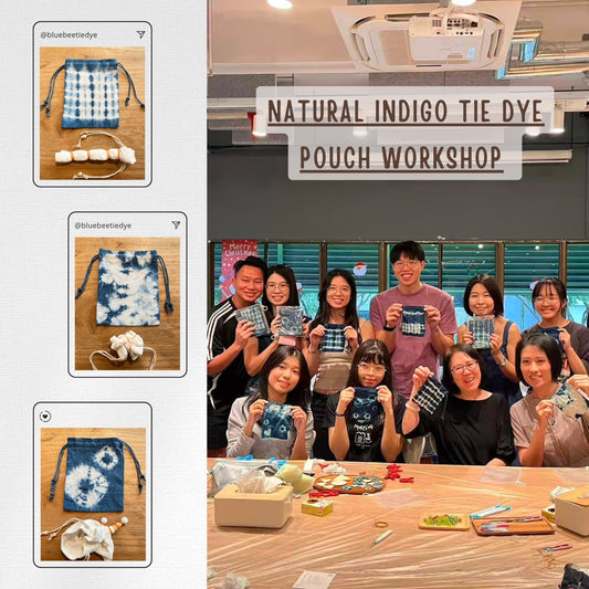 Creative Team Bonding Indigo Tie Dye Pouch Workshops. Create Together, Connect Together!