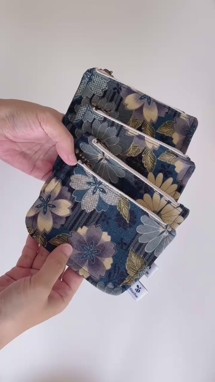 Fancy blooming floral coin/ card/ lipstick zipper purse in