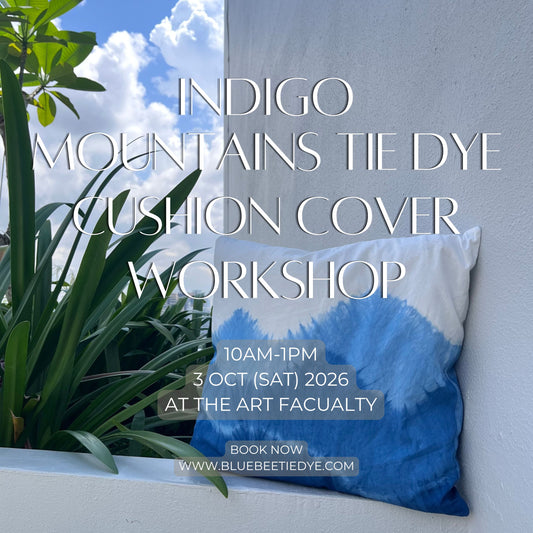 Join our Indigo Mountains Tie Dye Cushion Cover Workshop at The Art Faculty on 3 Oct (Sat)!